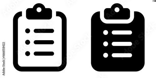 Vector clipboard with list icon in outline and solid styles for UI and web design, 48px, 10% margin