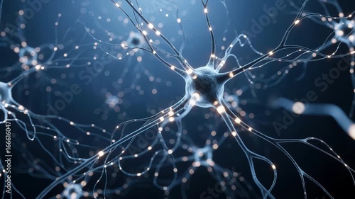 Neural network synapse and connection illustrating brain science and neuroscience