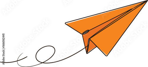 Catch the orange paper airplane soaring toward freedom and innovation with a playful design