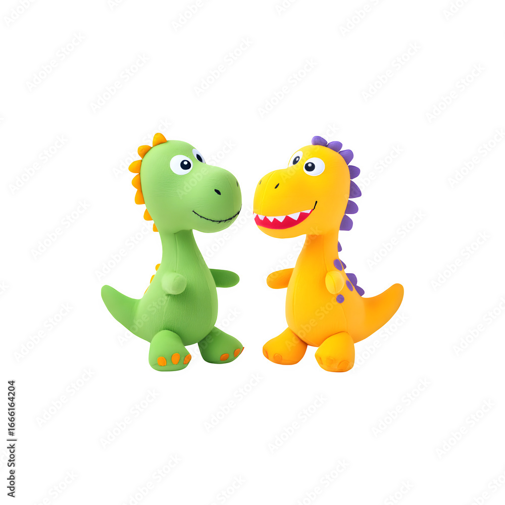 Fototapeta premium Cute and adorable dinosaur dolls perfect for playful decor or imaginative playtime 