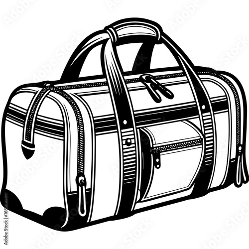 Illustration of a stylish duffel bag, perfect for gym, sports, travel, and fitness activities