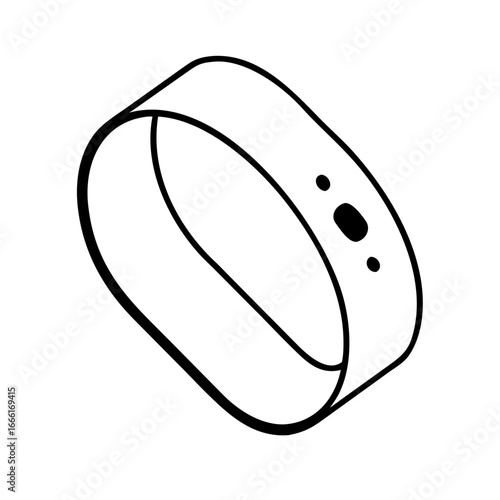 Vector art of minimalist outline illustration of a fitness tracker band, , showcasing its simple design and functionality