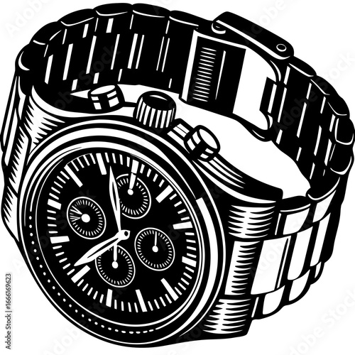 Vector art of sophisticated chronograph wristwatch, a blend of precision and style for the discerning individual