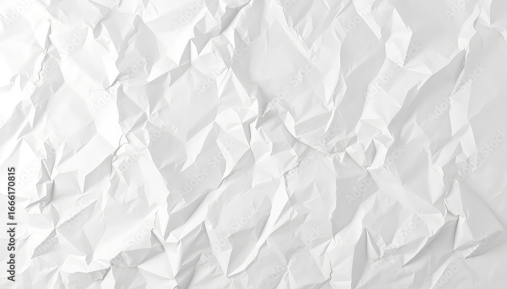 Obraz premium Clean minimalistic background depicting a blank white crumpled sheet of paper.