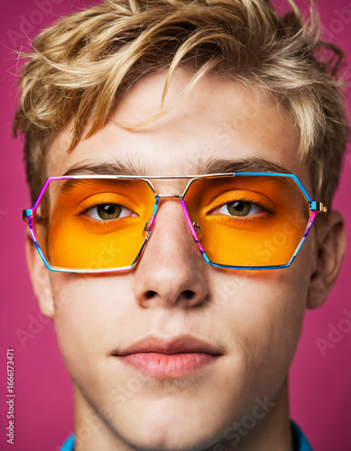 a stylish young man with bl...