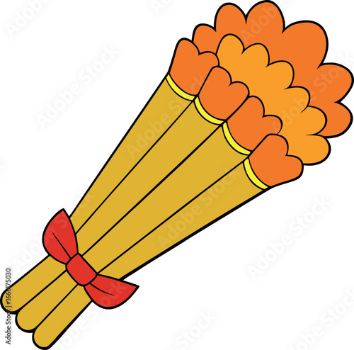 A Bundle of Yellow Sticks Tied with a Red Ribbon