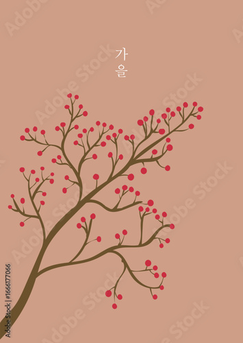 autumn, 앵두, 열매, 베리, 가지, 나무, 붉은열매, 전통나무