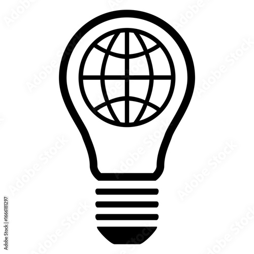 Icono bombilla con globo terráqueo 