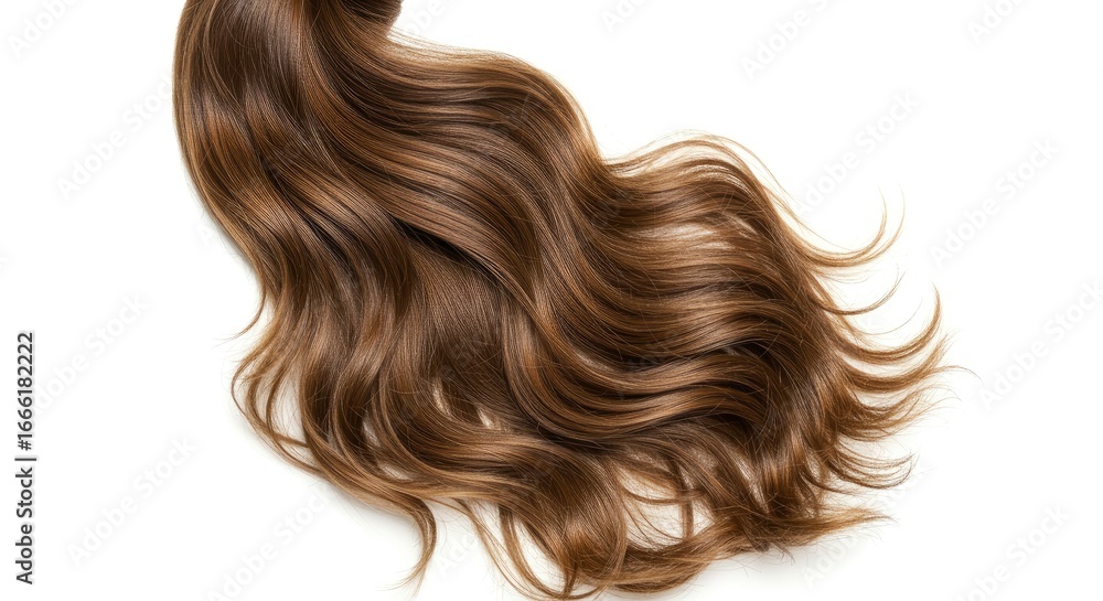 Fototapeta premium Wavy brown hair on a white background