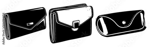 Women's purses and wallets vector engraving