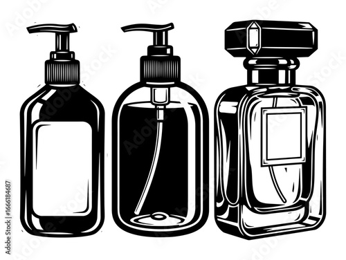 Cosmetic bottles and dispensers vector sketch