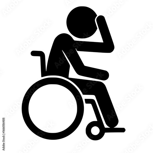 Stickman in Wheelchair with Pain SVG Clip Art