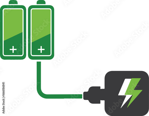 Green Battery Charging Power Symbol