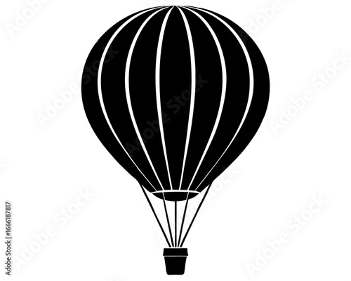 Hot air balloon flying silhouette illustration isolated on white background