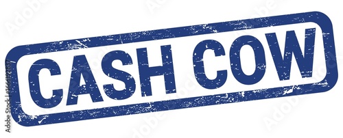 Fotografie CASH COW text written on blue rectangle stamp.
