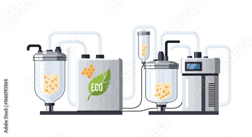 Modern bioreactor system for eco friendly biofuel production process. EPS Editable
