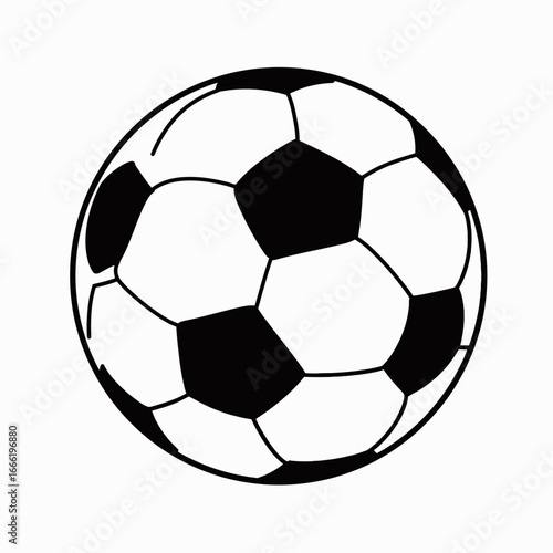 Black and white illustration of a classic soccer ball.