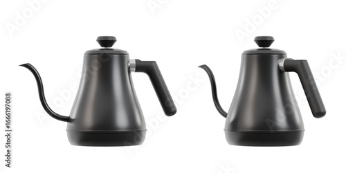 Fotografie Minimalist black gooseneck kettle, isolated on a transparent background