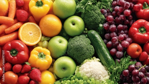 Colorful array of fresh fruits and vegetables (5)