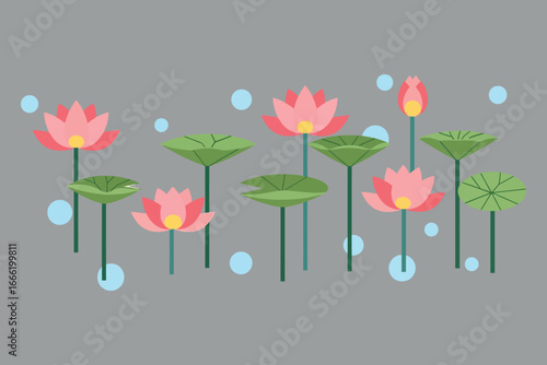 Pink Lotus Vector Illustration