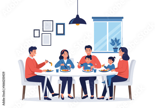 Family enjoying delicious meal together around dining table celebrates special moments of togetherness and connection