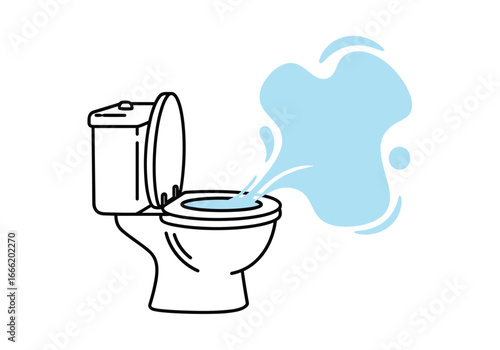 Water sprays from toilet bowl during flushing action causing overflow and messy splash