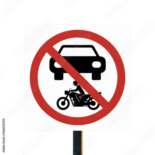 No entry for cars and motorcycles traffic sign isolated on transparent background
