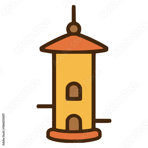 bird feeder object flat color vector illustration template design