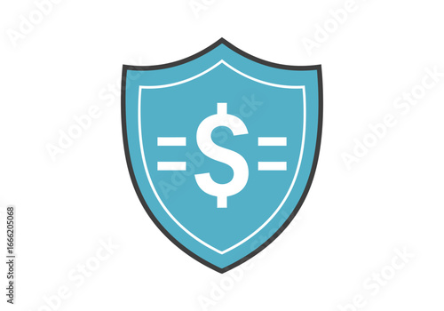Financial Security Shield with Dollar Sign for Protection and Safety