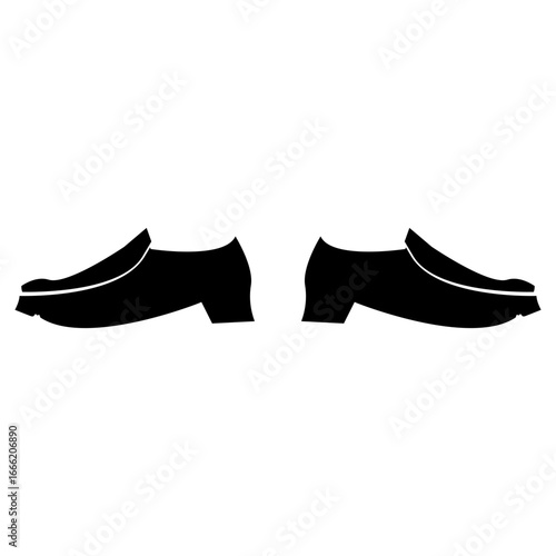 Black silhouette vector icon of formal shoes, symbol of footwear, fashion, and clothing accessories.