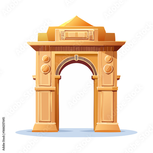 Vector illustration of an ornate architectural archway or gateway. Classic design element with golden textures and smooth details.