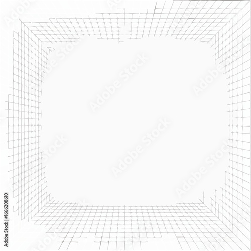 Abstract perspective of a white room with a grid for virtual reality or studio setup and space