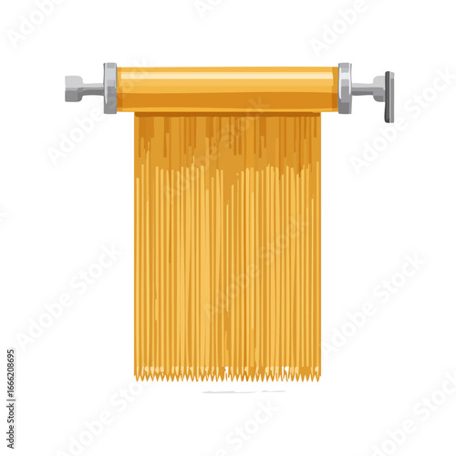 Pasta Drying Rack with Fresh Spaghetti Hanging Food Preparation Illustration