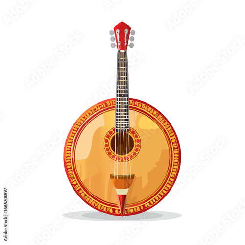 Portuguese Guitar Illustration Cordophone Stringed Instrument Fado Music Tradition Culture Isolated on Black Background
