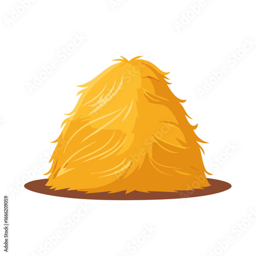 Pile of hay on a brown surface, cartoon style graphic with a rural theme.