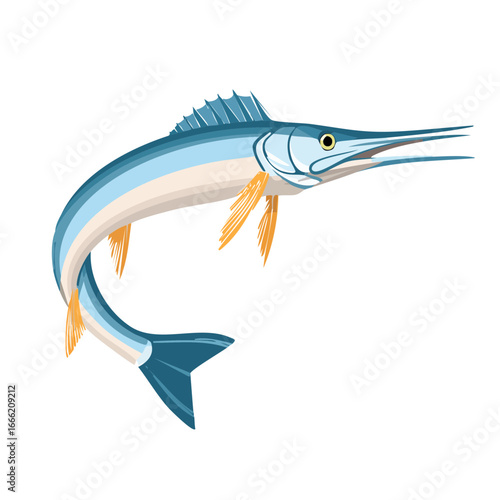 Striking marlin illustration bold aquatic wildlife vector ocean animal swimming marine life aquatic creature icon