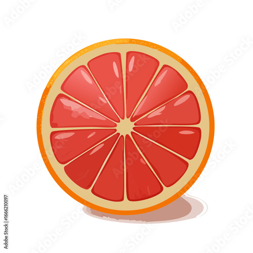 Sliced Grapefruit Fruit Illustration: Vibrant citrus segment with juicy pink flesh, healthy eating, ripe, refreshing and colorful design element.