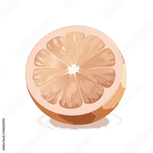 Illustration of a sliced grapefruit on a dark background Citrus fruit with juice dripping underneath healthy and refreshing