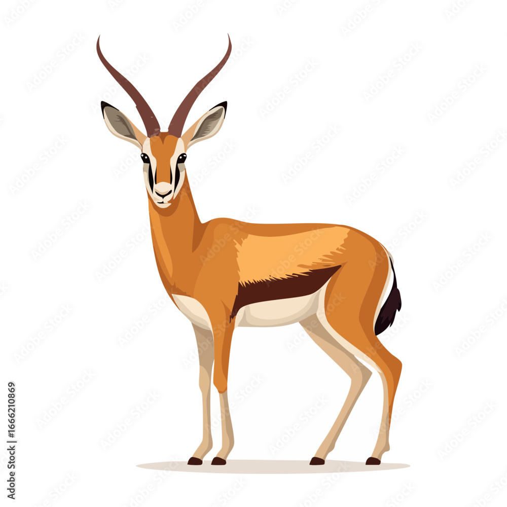 Fototapeta premium Elegant Gazelle Standing Gracefully on Black Background Horned Animal Wildlife Herbivore African Fauna Safari