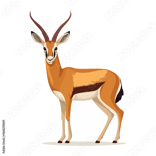 Elegant Gazelle Standing Gracefully on Black Background Horned Animal Wildlife Herbivore African Fauna Safari