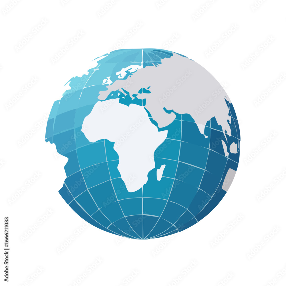 Fototapeta premium Globe illustration featuring continents in blue and white on a dark background