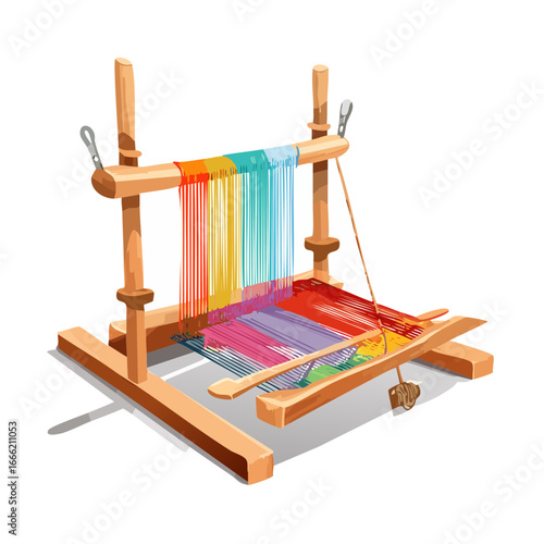 Colorful Thread Weaving Loom Art Creation Handmade Textile Craft Project Still Life