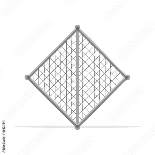 Abstract diamond-shaped barrier with net on a black background, security concept