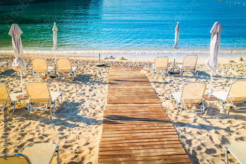 Fototapeta Naklejka Na Ścianę i Meble -  Paleokastritsa beach and Ionian sea on Korfu, Greece