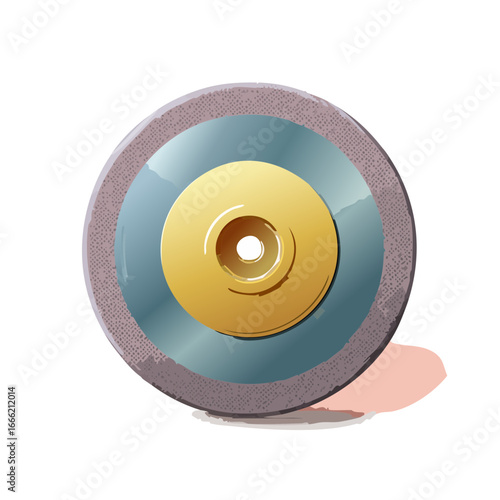 Round grinding wheel tool with gold center for sharpening blades equipment