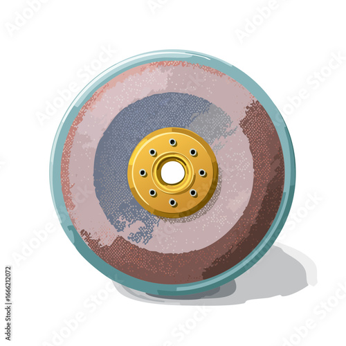 Polishing grinding wheel for industrial equipment power tool sharpening metal circular shape abrasive process repair shop isolated