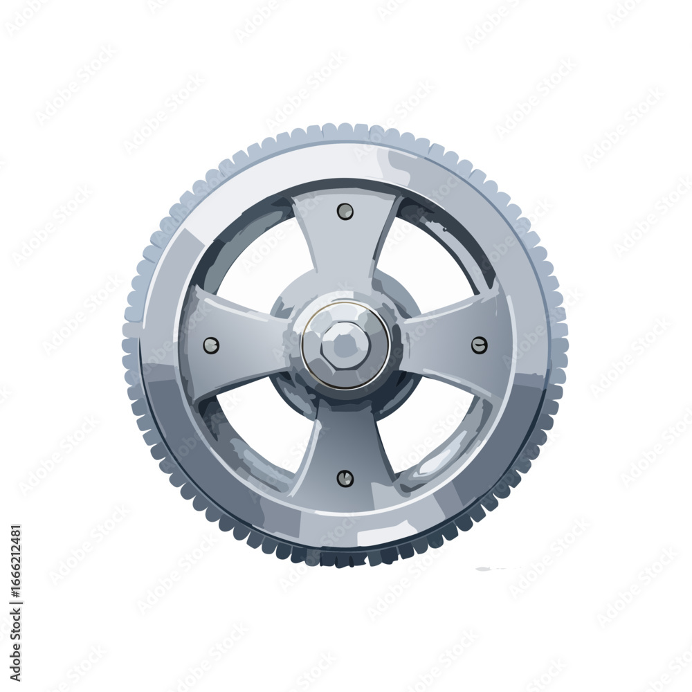 Obraz premium Stylized Silver Cogwheel Gear Design Mechanical Element Illustration