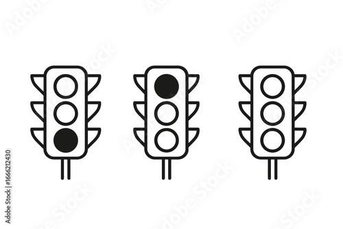 Vector illustration of traffic lights with different signal combinations