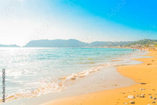 Fototapeta Naklejka Na Ścianę i Meble -  Popular beaches of Corfu. Beach at Agios Georgios Pagon beach in Corfu island, Greece