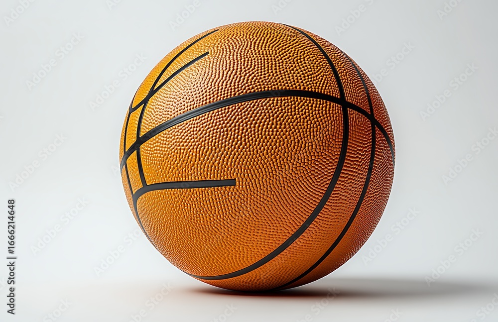 Fototapeta premium Close up of an orange basketball with black lines on a white background sport game